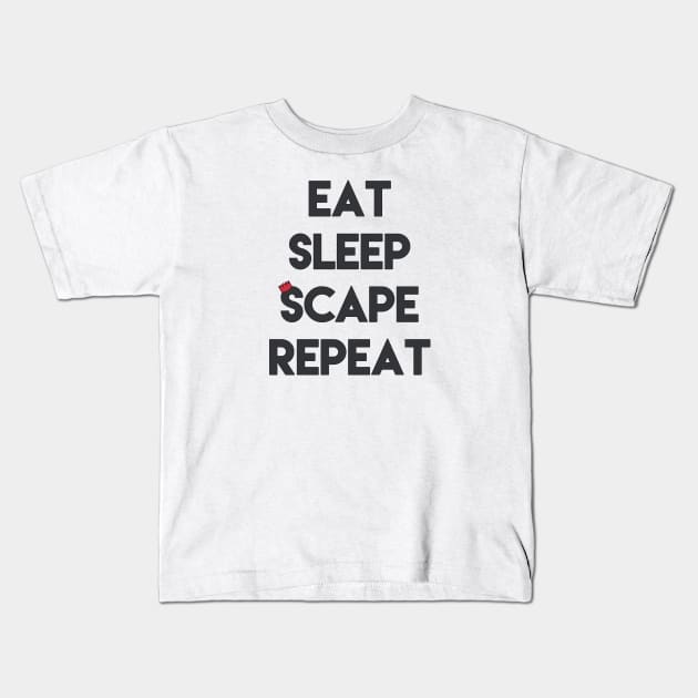 Eat, Sleep, 'Scape & Repeat (Red) Kids T-Shirt by Vhista